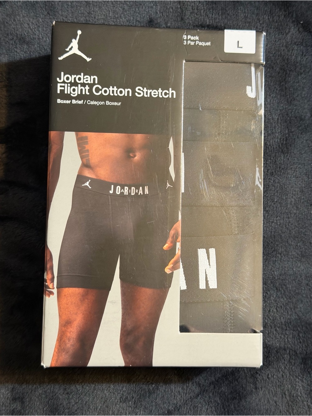 Jordan Flight Cotton Stretch Boxer Briefs - Black (Large)🏀